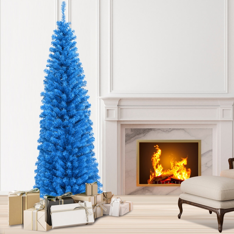 6ft Slim Blue Pencil Christmas Tree