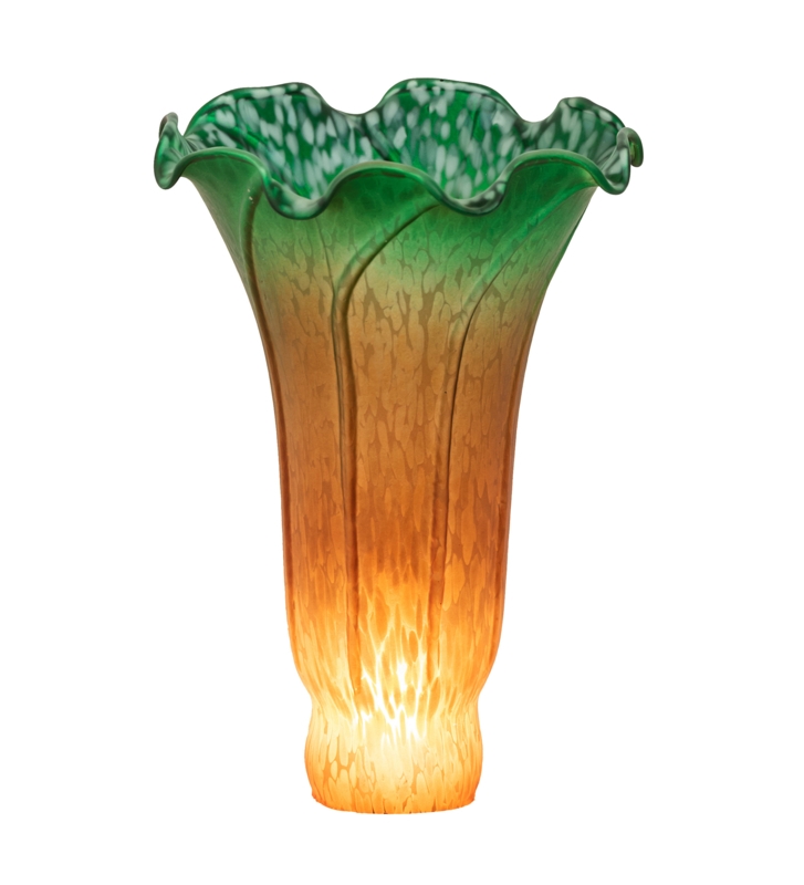 Emerald-Tipped Amber Lily Glass Shade