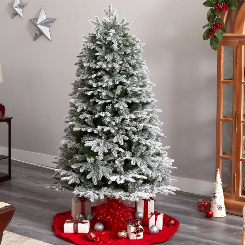 Flocked Artificial Christmas Tree with Lights