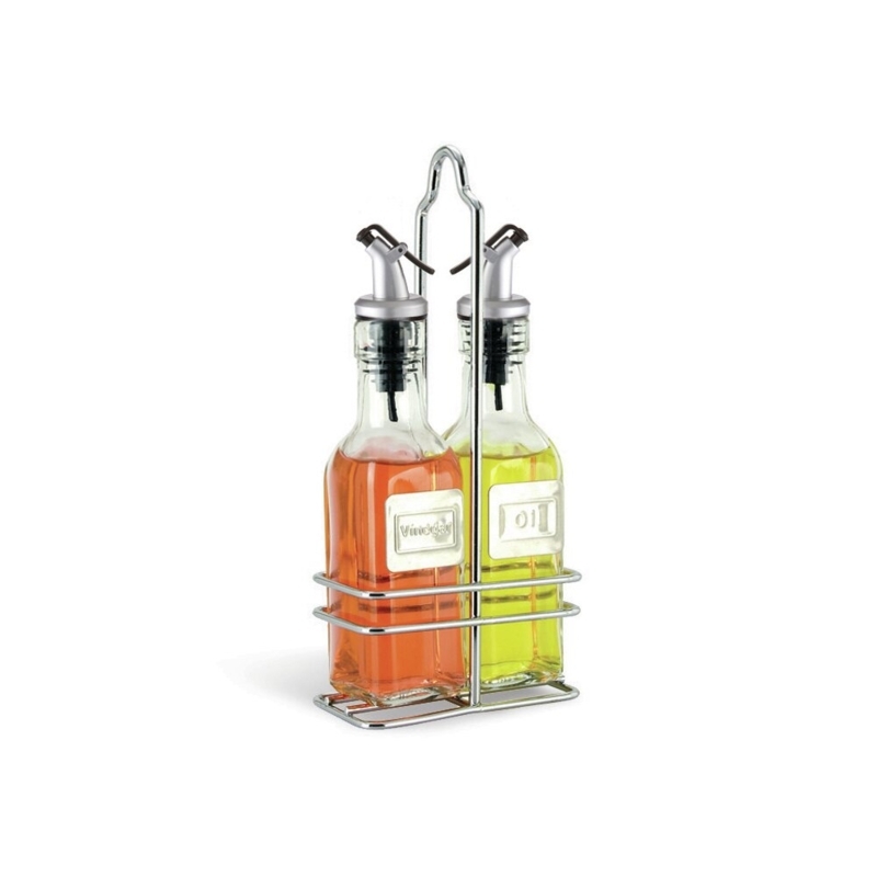 Gourmet Glass Bottles Set with Wire Caddy