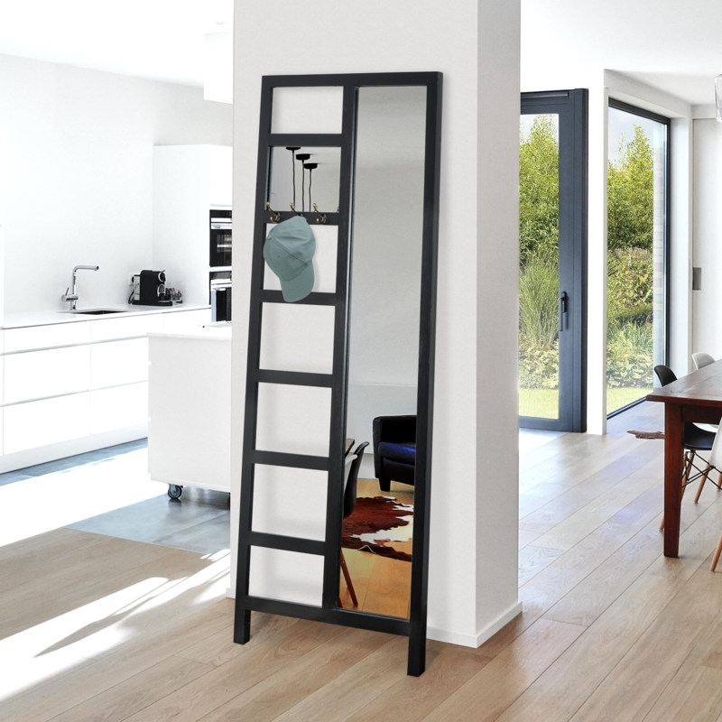 Decorative Wood Ladder with Vanity and Full-Length Mirror