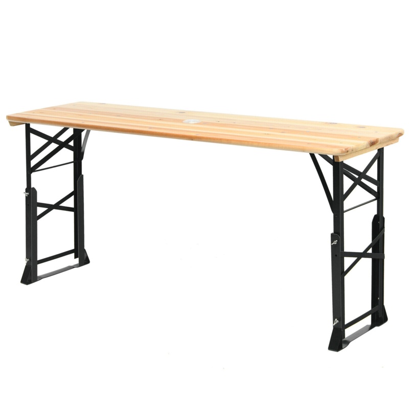 66.5'' Solid Wood Rectangular Adjustable Folding Table