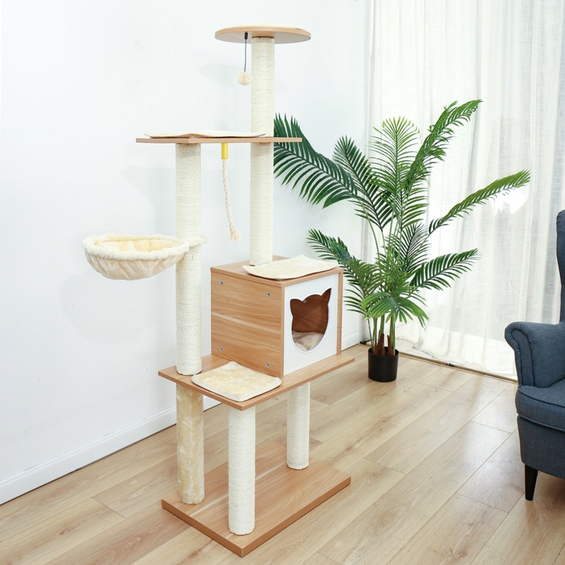 Stylish Cat Tower with Hammock and Condo