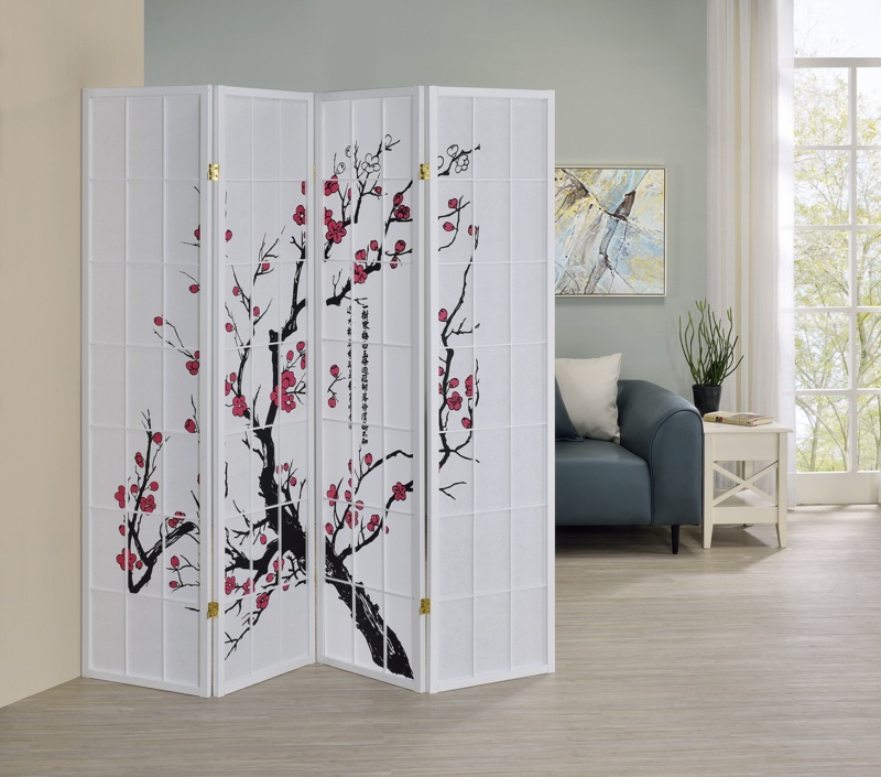 69'' W x 70.25'' H 4 - Panel Solid Wood Folding Room Divider