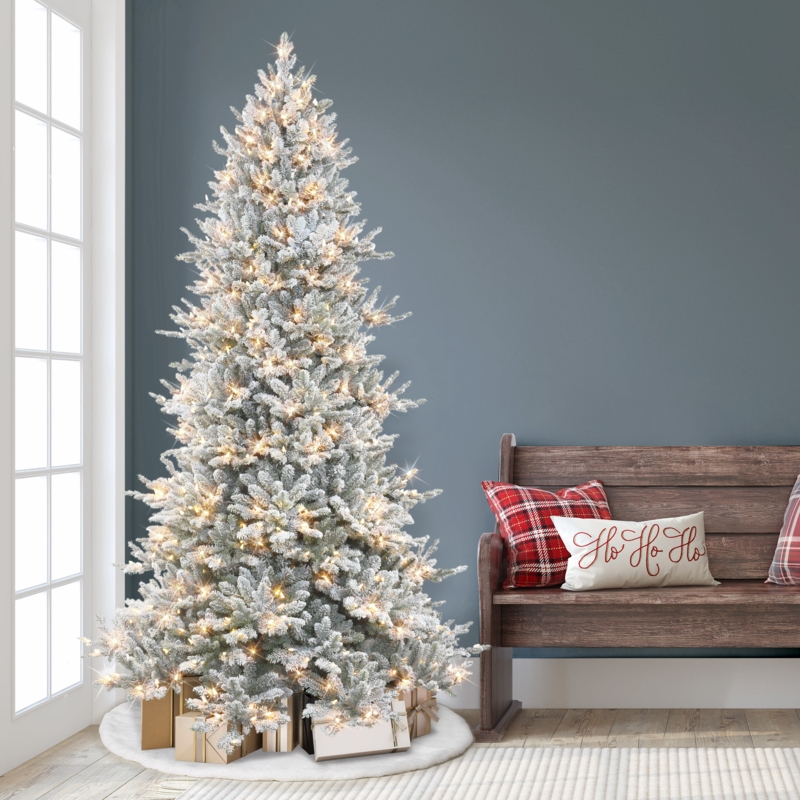 Flocked Douglas Fir Christmas Tree with Color Select Lights