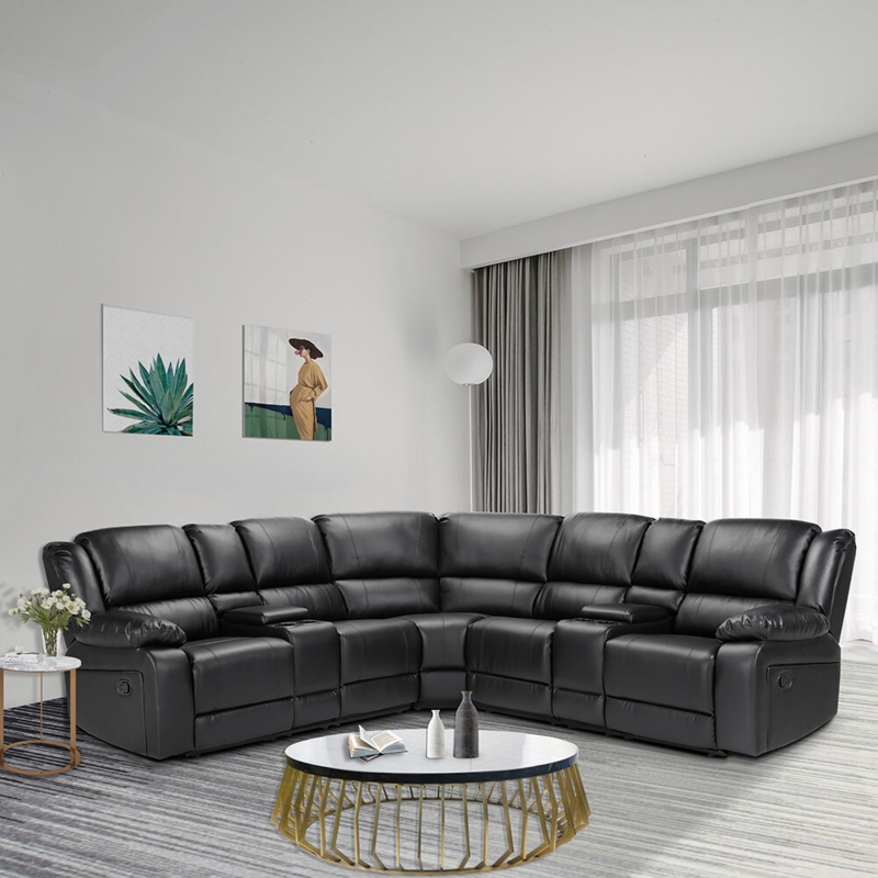 Contemporary Reclining Sofa with Faux Leather Upholstery