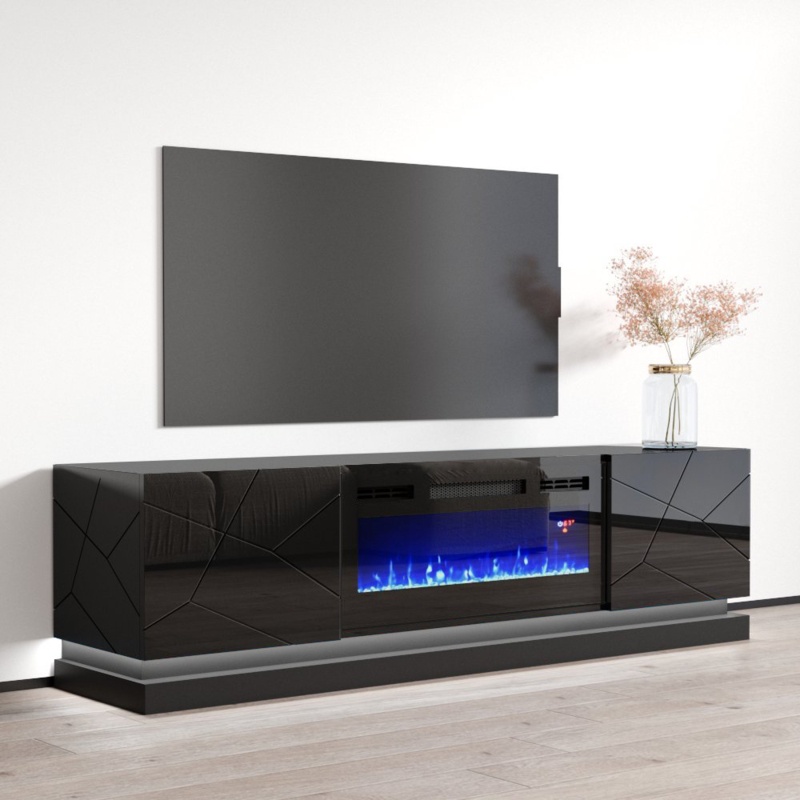 Electric Fireplace 71" TV Stand with High Gloss Finish
