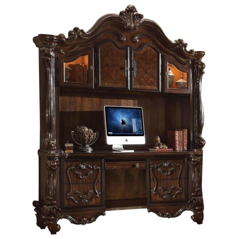 Computer Desk with Hutch and Molded Trim Details
