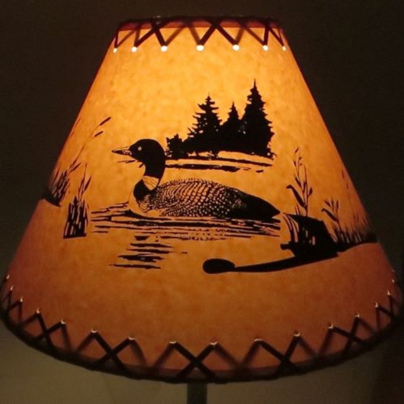 Rustic Loon on a Lake Paper Lamp Shade