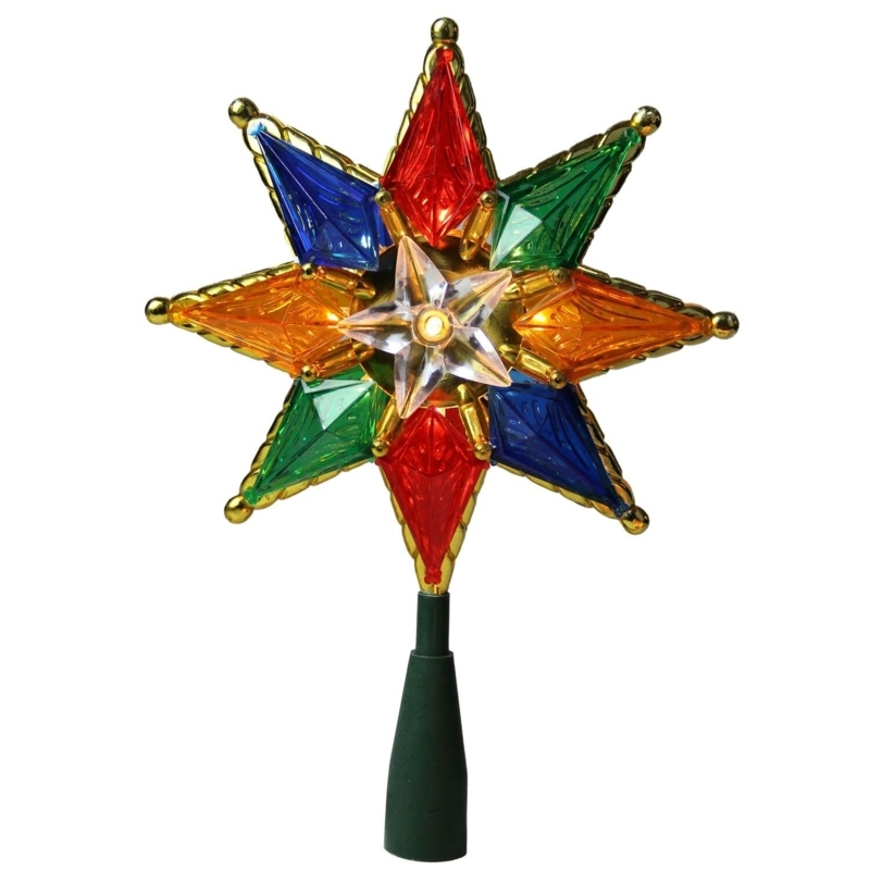 Traditional Mosaic 8-Point Star Christmas Tree Topper