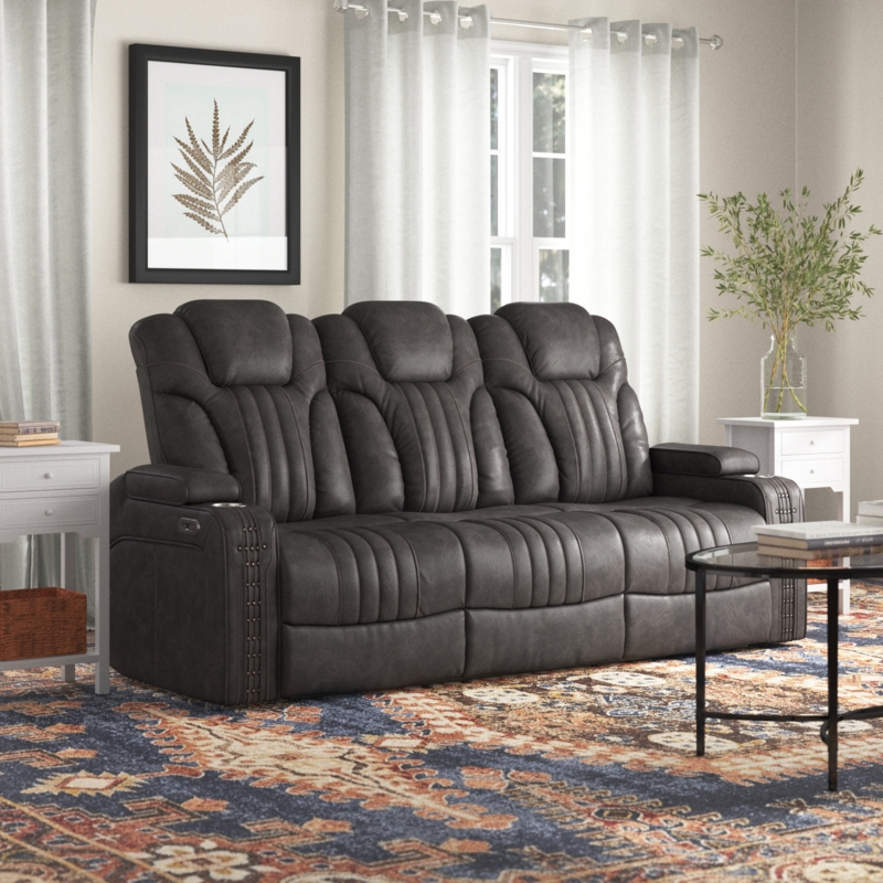 Dual Power Recliner Sofa with Storage