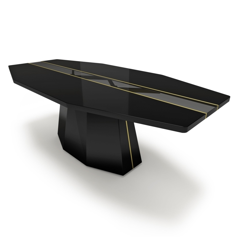 Custom Cornered Octagonal Lacquered Wood Table