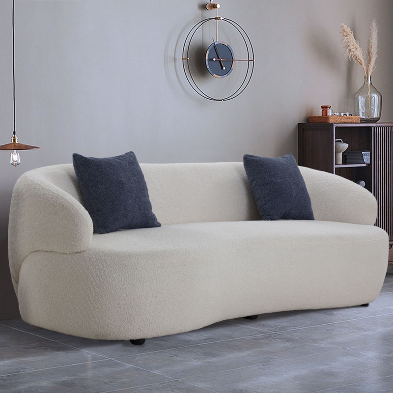 Round-Arm Upholstered Sofa with Metal Legs