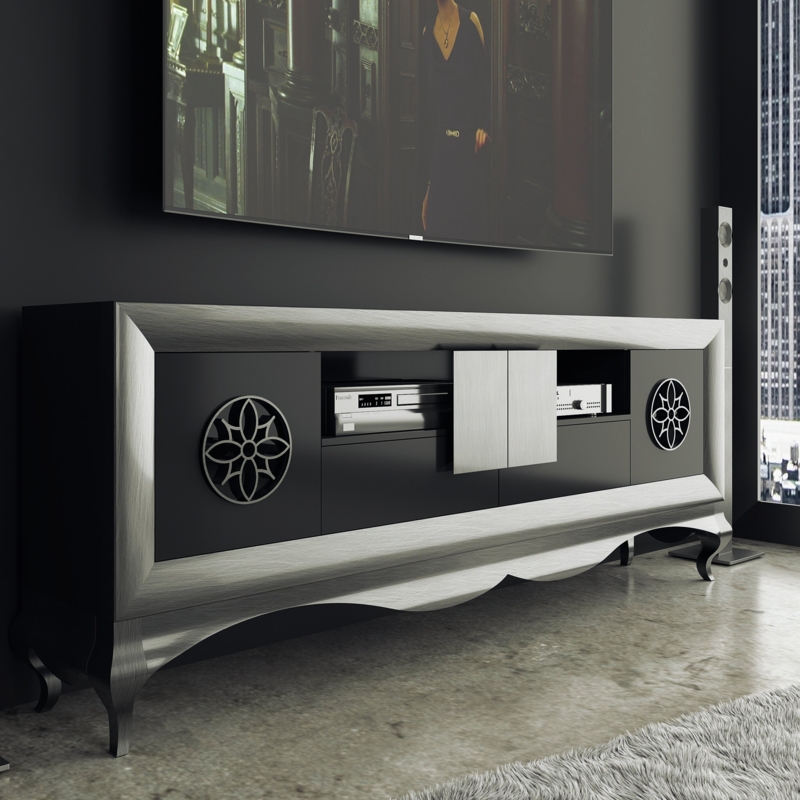Elegant TV Stand with Metallic Accents
