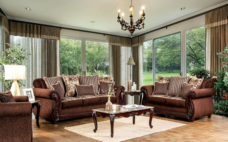 Living Room Set with Elegant Rolled Arms