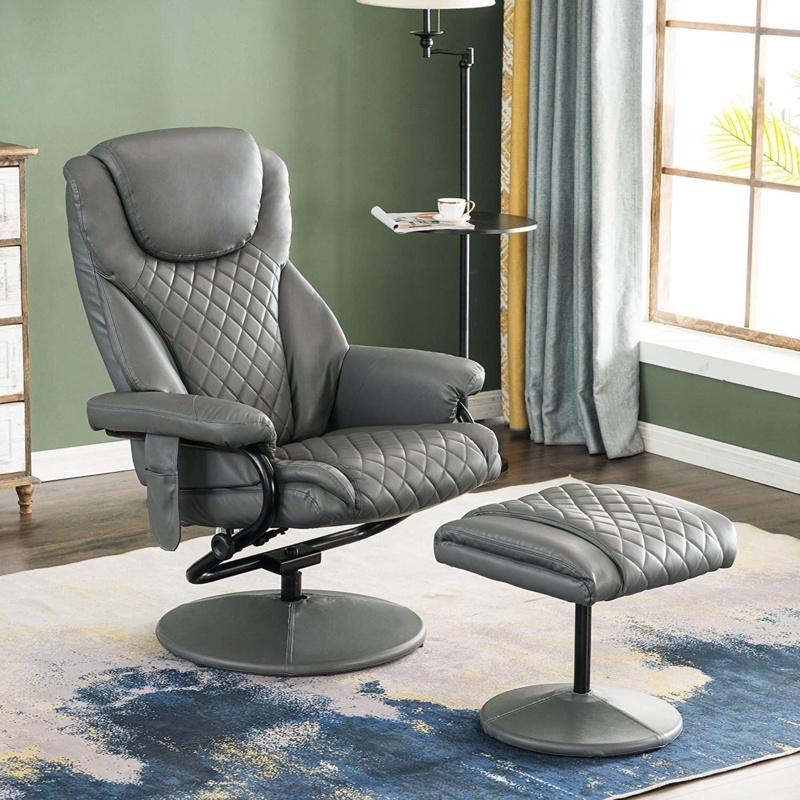 Knob Adjusting Recliner Chair with Ottoman
