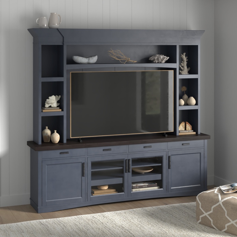 Entertainment Center with Hutch and LED Lights