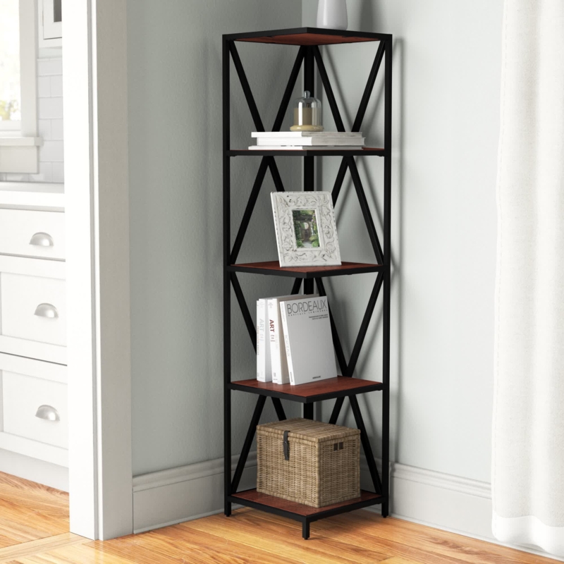 Triangular Mixed-Material Bookcase
