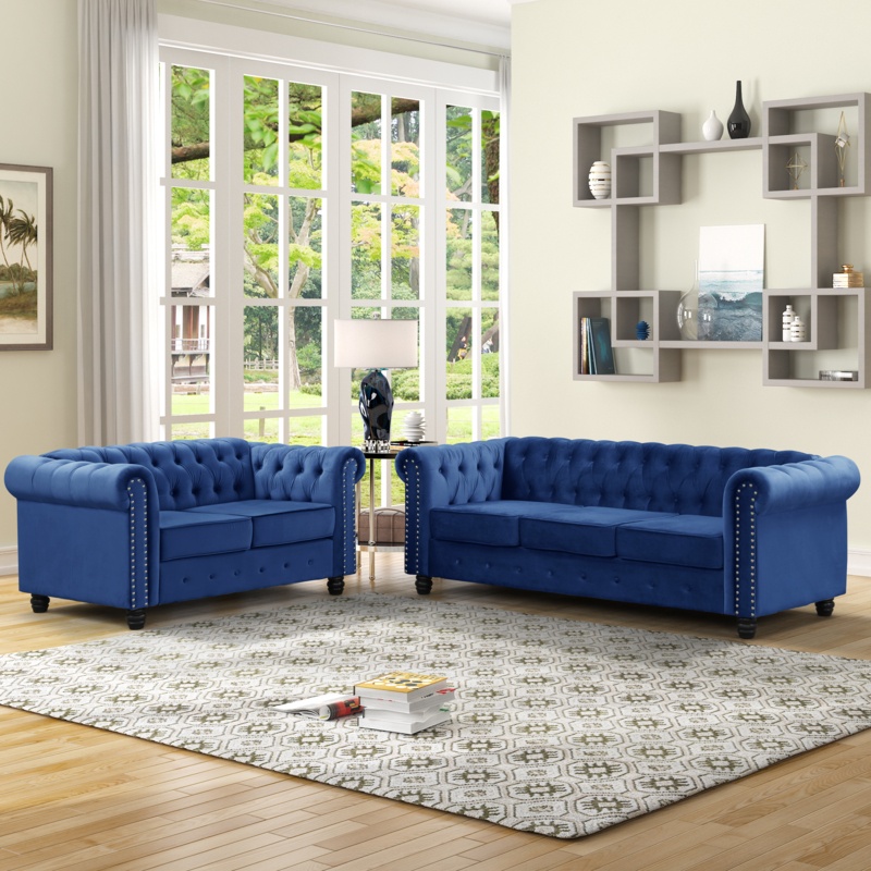 Chesterfield Sofa Set with Loveseat
