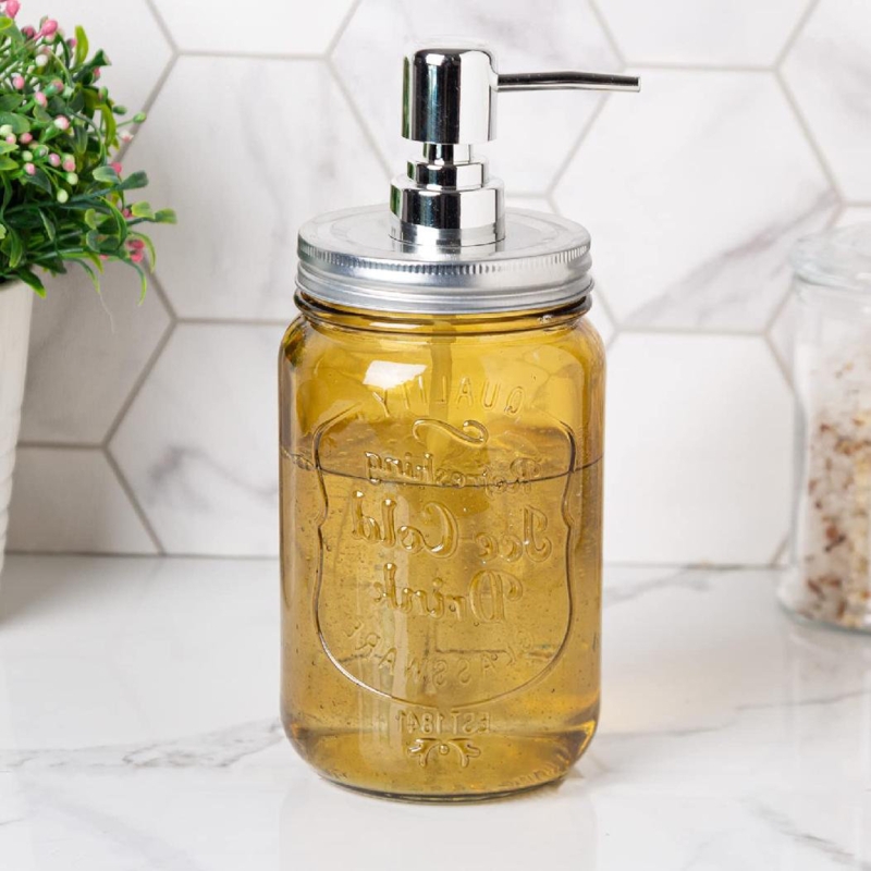 Vintage Glass Mason Jar Soap Dispenser