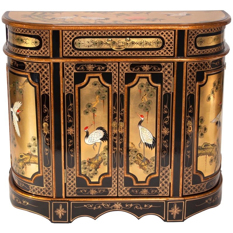 Gold-Leaf Lacquered Rounded Cabinet