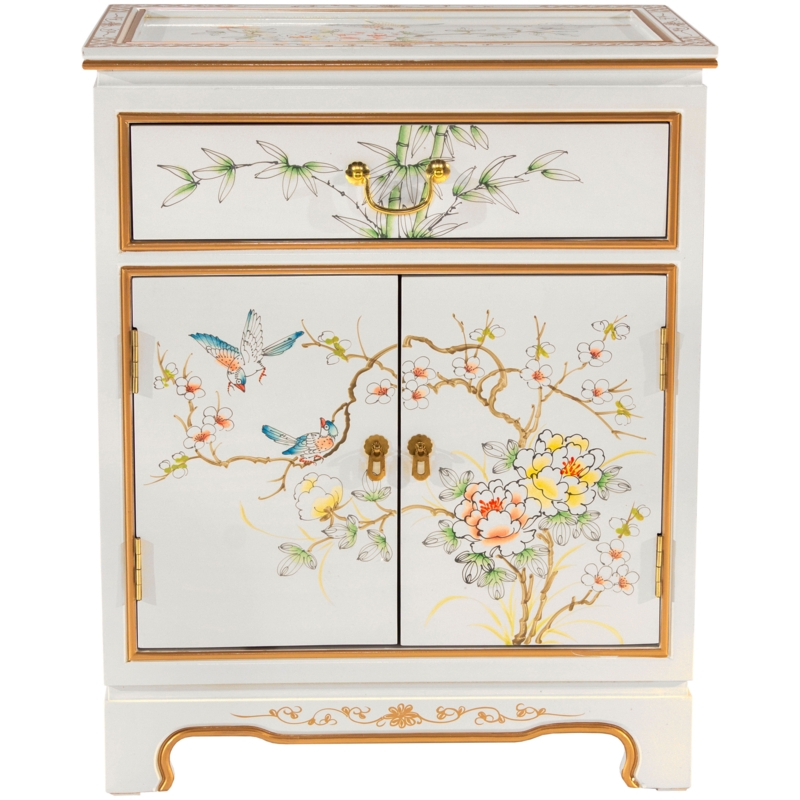 White Lacquer Chinese-Inspired Cabinet