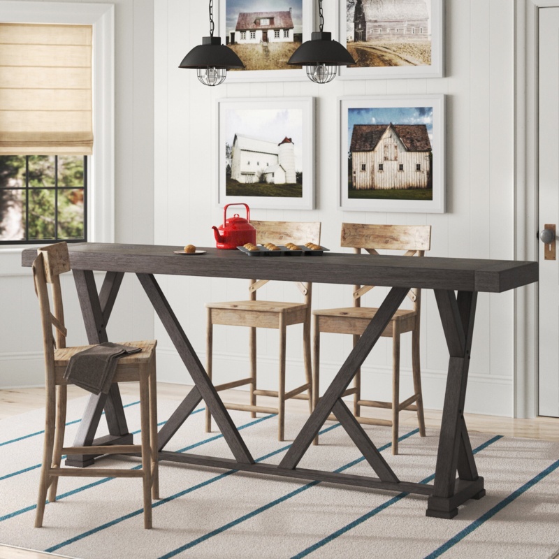 Aceves Counter Height 84'' Trestle Dining Table