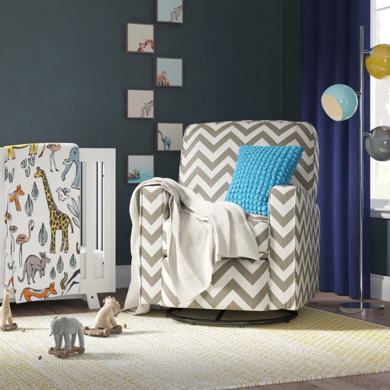 Stylish Chevron Patterned Glider Recliner Chair