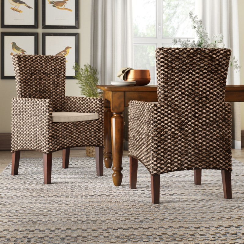 2-Piece Wicker Dining Chair Set with Cushions