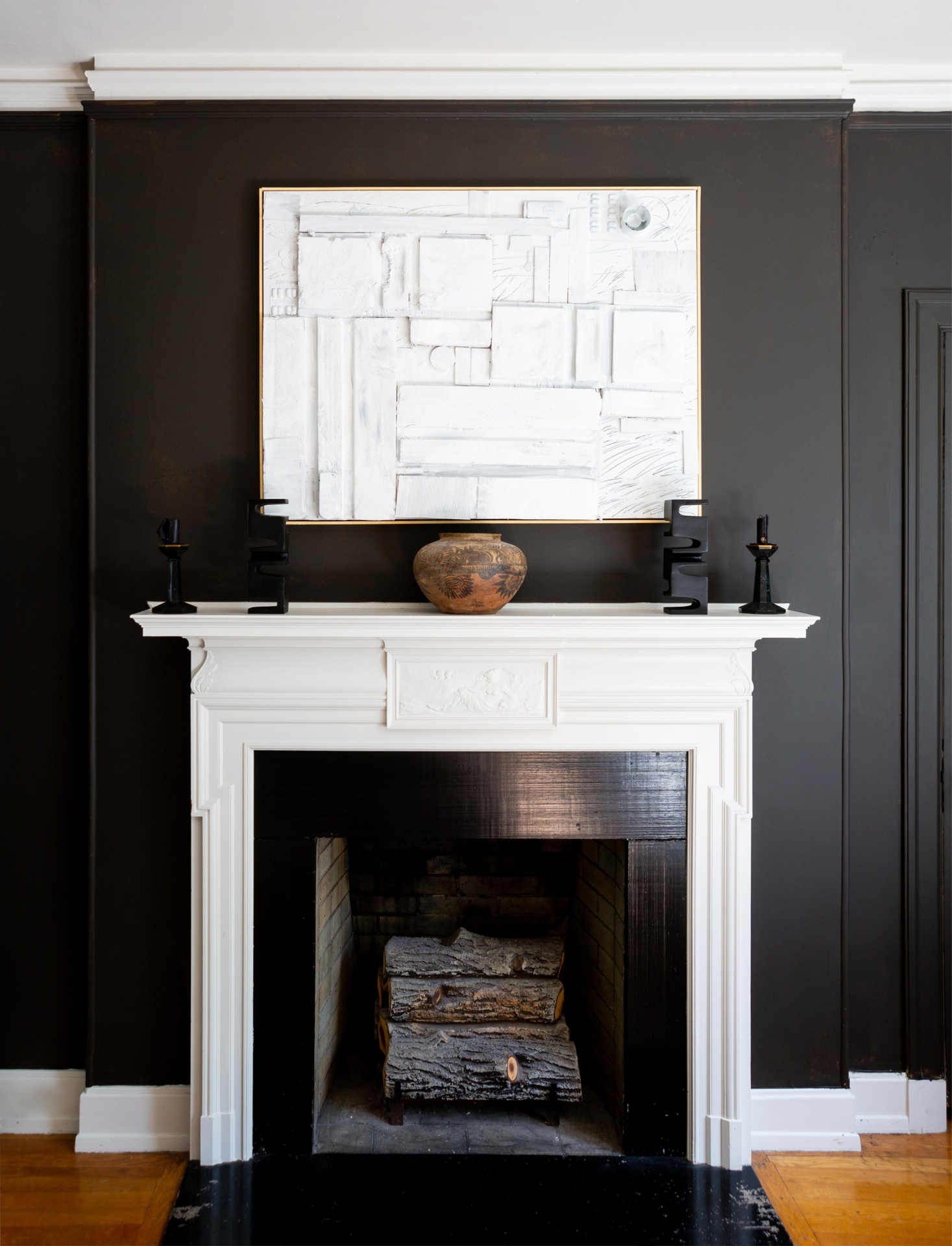 Add Contrast with a White Fireplace