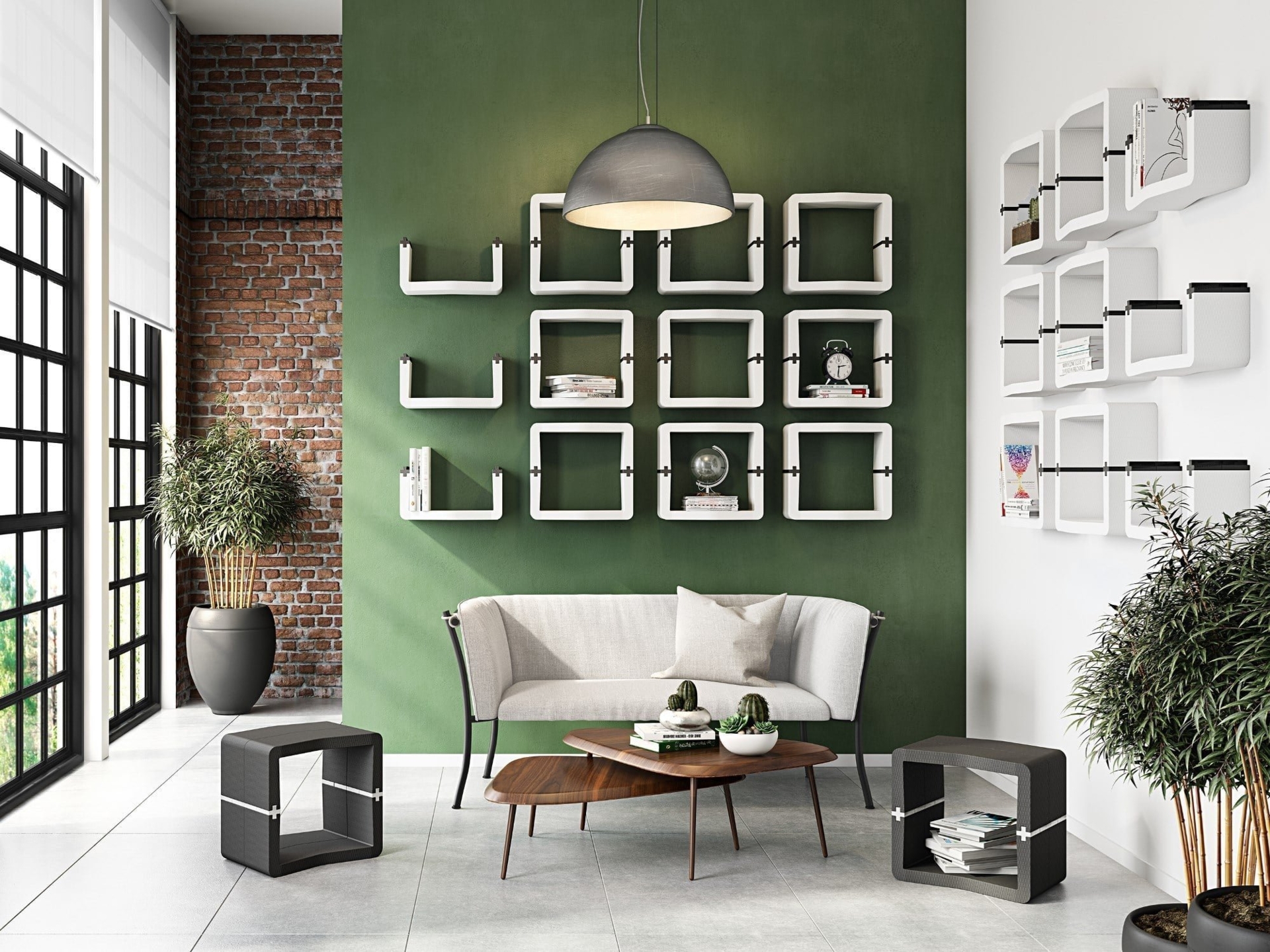 Add Green Floating Shelves
