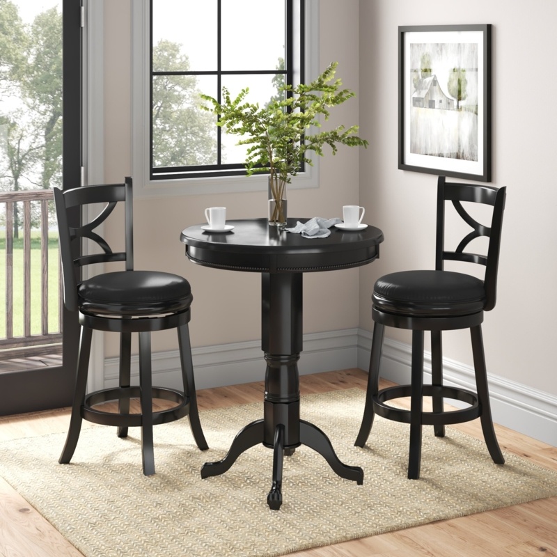 3-Piece Pub Table Dining Set with Swivel Stools