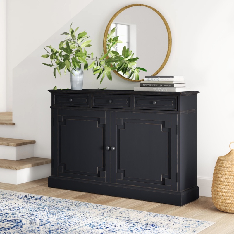 Adelbert 55'' Wide 3 Drawer Pine Solid Wood Sideboard