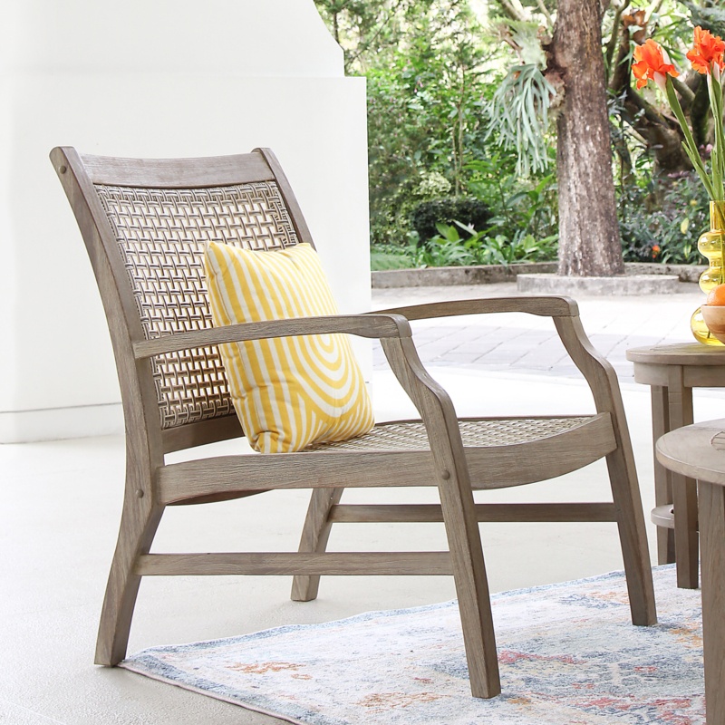 Teak Patio Chair with Rattan Seat and Back