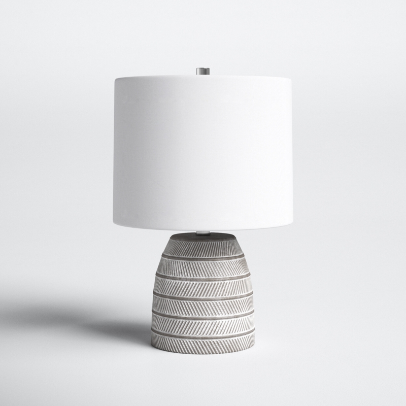Concrete Base Table Lamp with Brushed Nickel Details