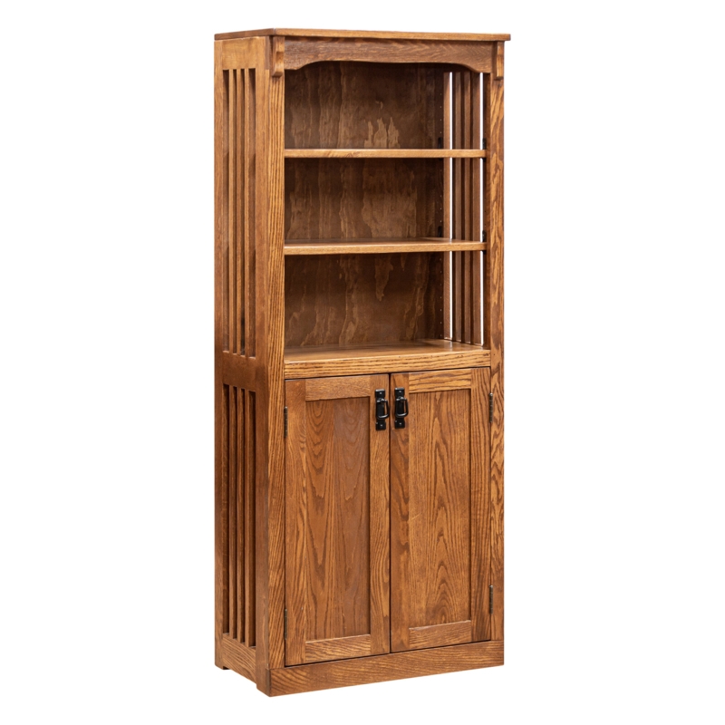 Mission Spindle Bookcase with Bottom Doors