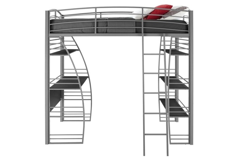 Agastya Twin Metal Loft Bed with Bookcase by Isabelle & Max™