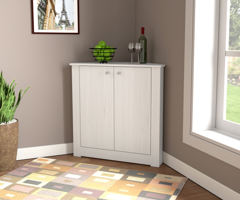 Ahjanay 32.1'' Tall 2 - Door Corner Accent Cabinet