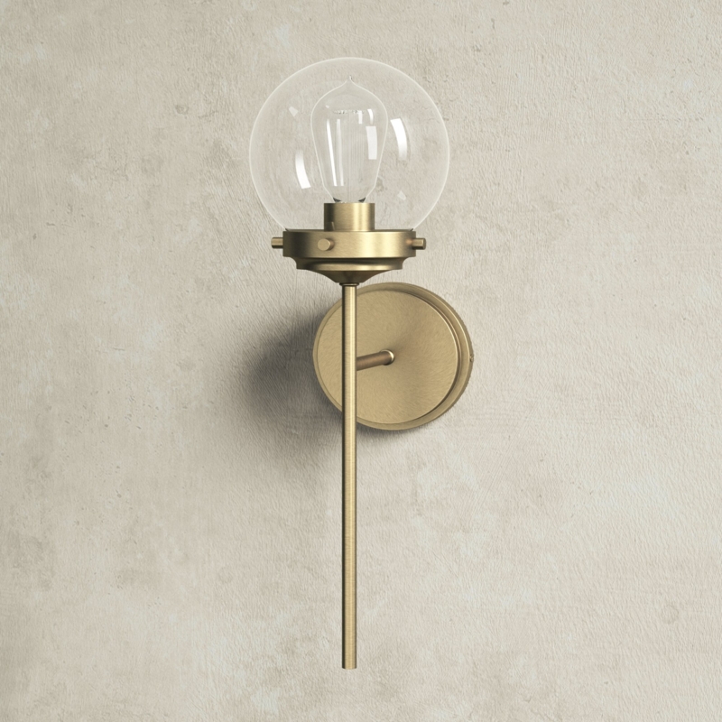 One-Light Arm Wall Sconce with Glass Globe