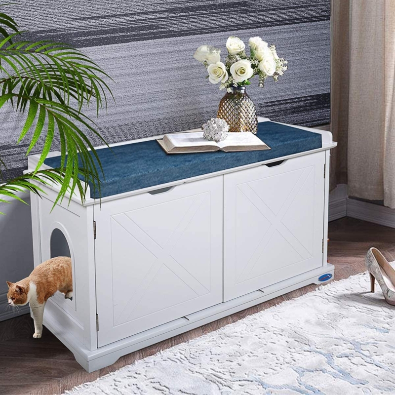 Cat Litter Box Bench with Storage
