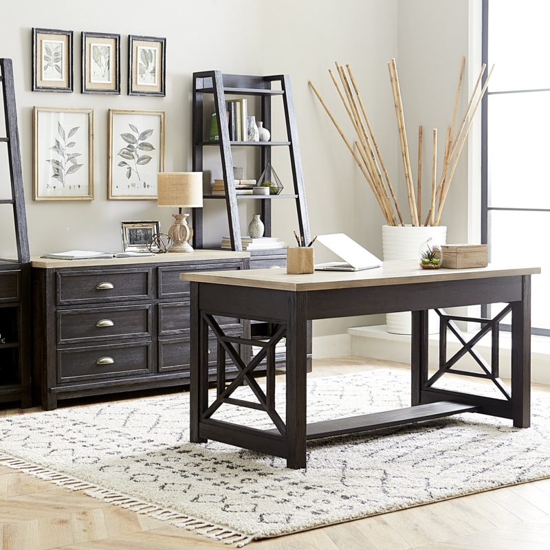 Complete Desk Set with Credenza and Bookcase