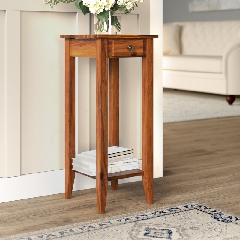 Solid Acacia Wood Plant Table with Storage