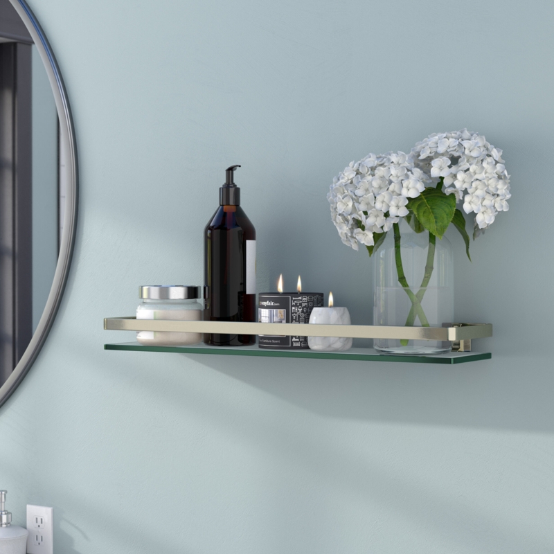 Wall-Mounted Display Shelf with Glass Surface