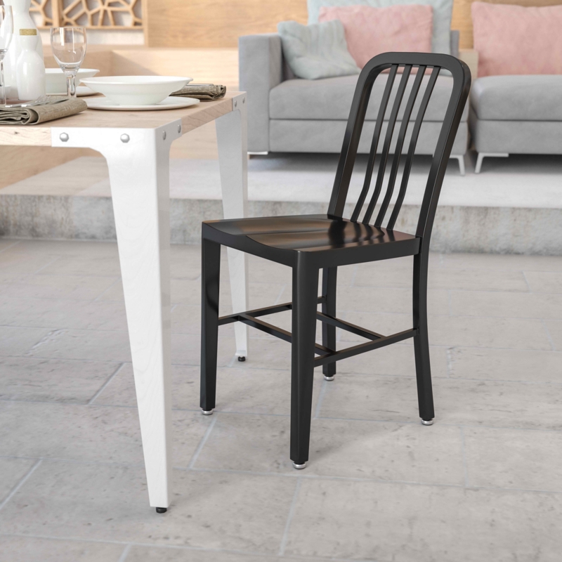 Industrial Modern Side Chair with Contoured Seat