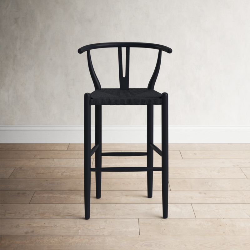 Contemporary Counter & Bar Stool with Woven Seat