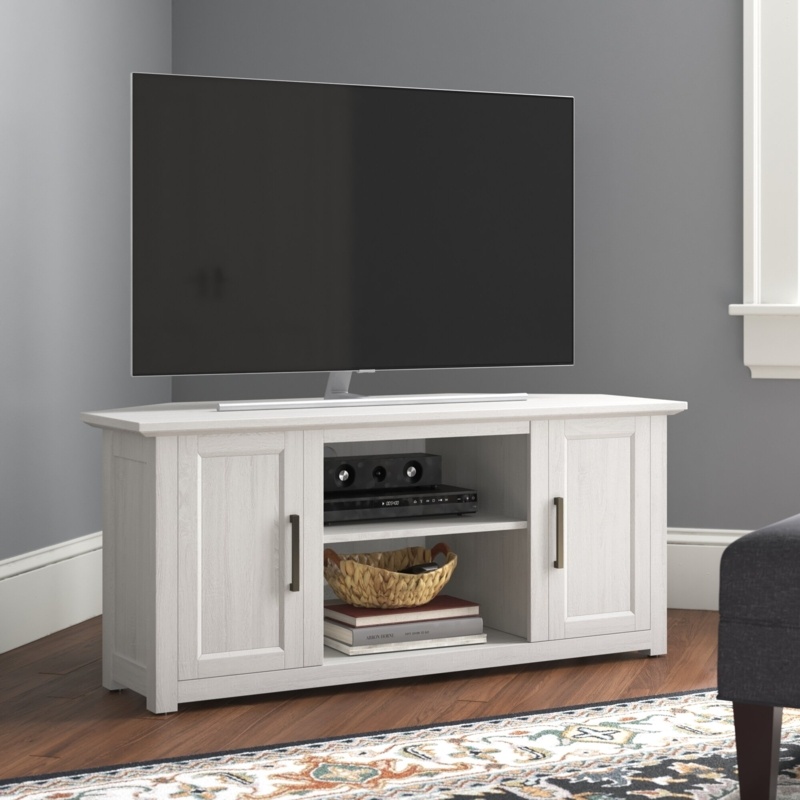 Corner Unit TV Stand with Fireplace Shelf