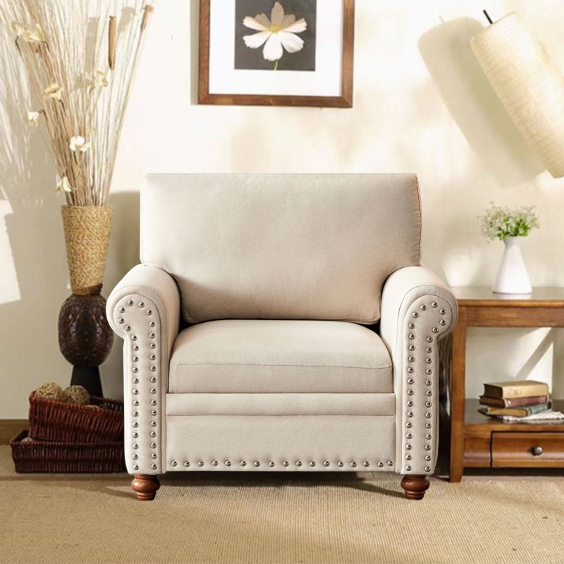 Classically Structured Armchair Accent Club Chair