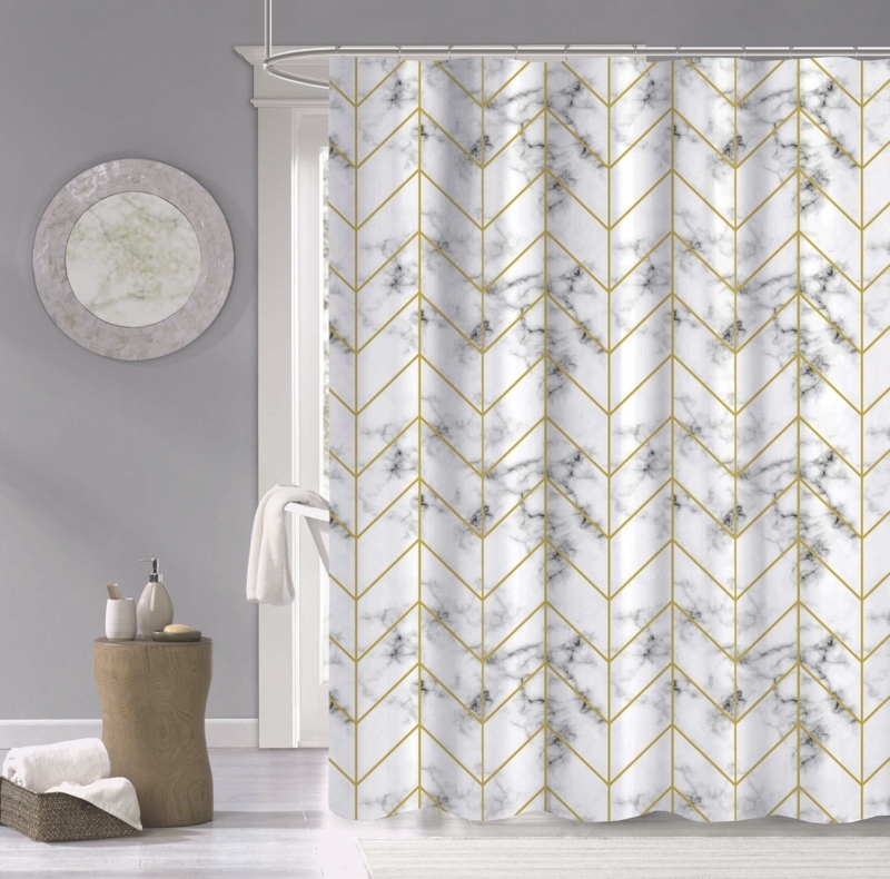 Marble Metallic Cotton Shower Curtain
