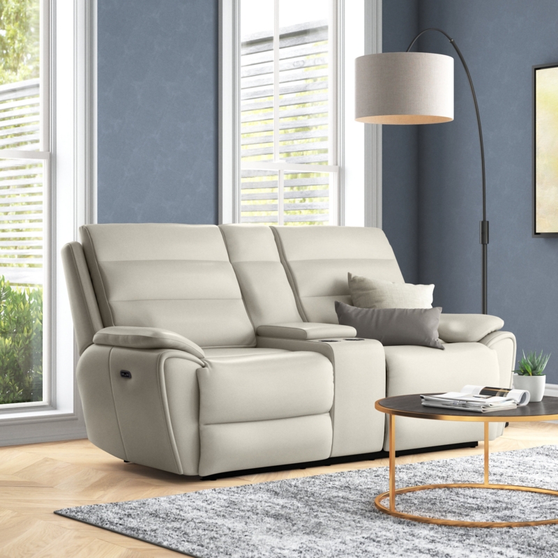 Power-Reclining Leather Loveseat with Storage
