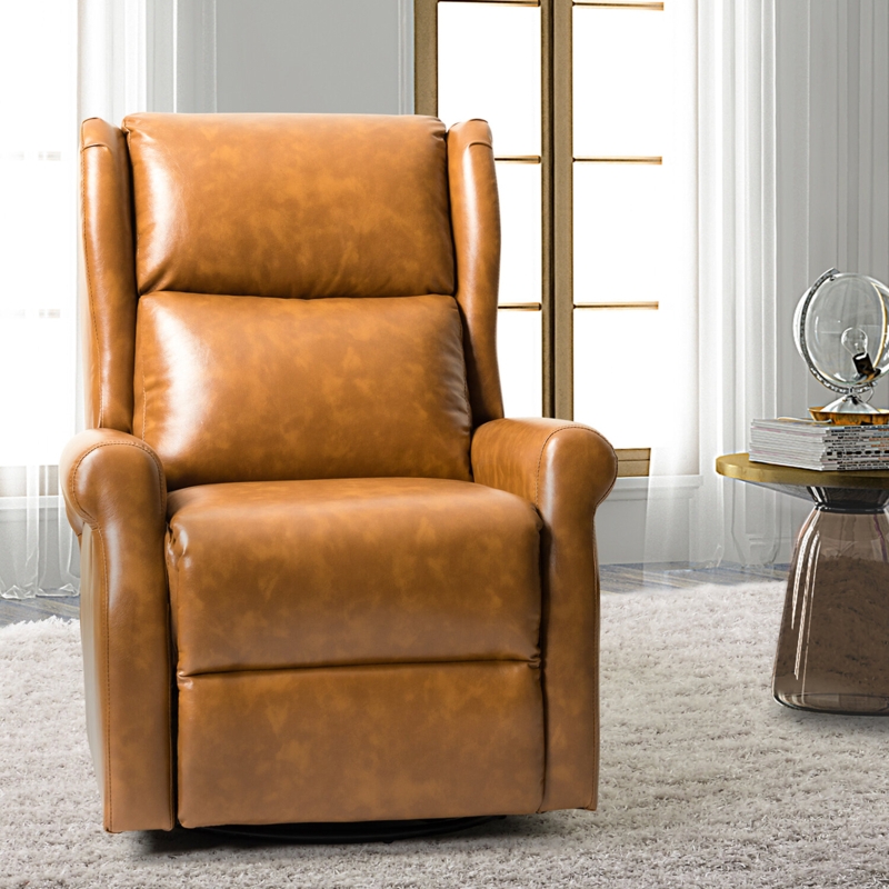 Swivel Recliner with Vegan Leather Upholstery